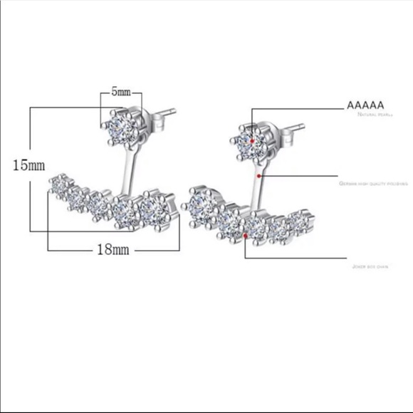 Sterling Silver CZ Stud Earrings - Picture 3 of 5